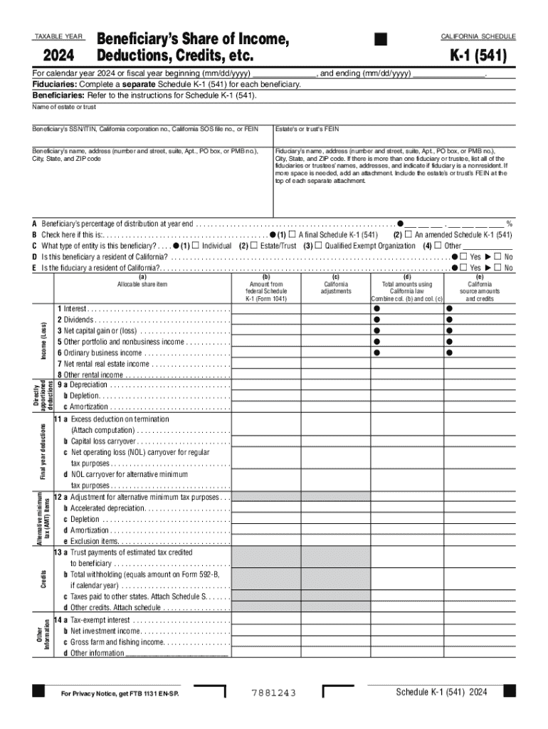 California Schedule K 1 2024 Fill Out amp Sign Online DocHub