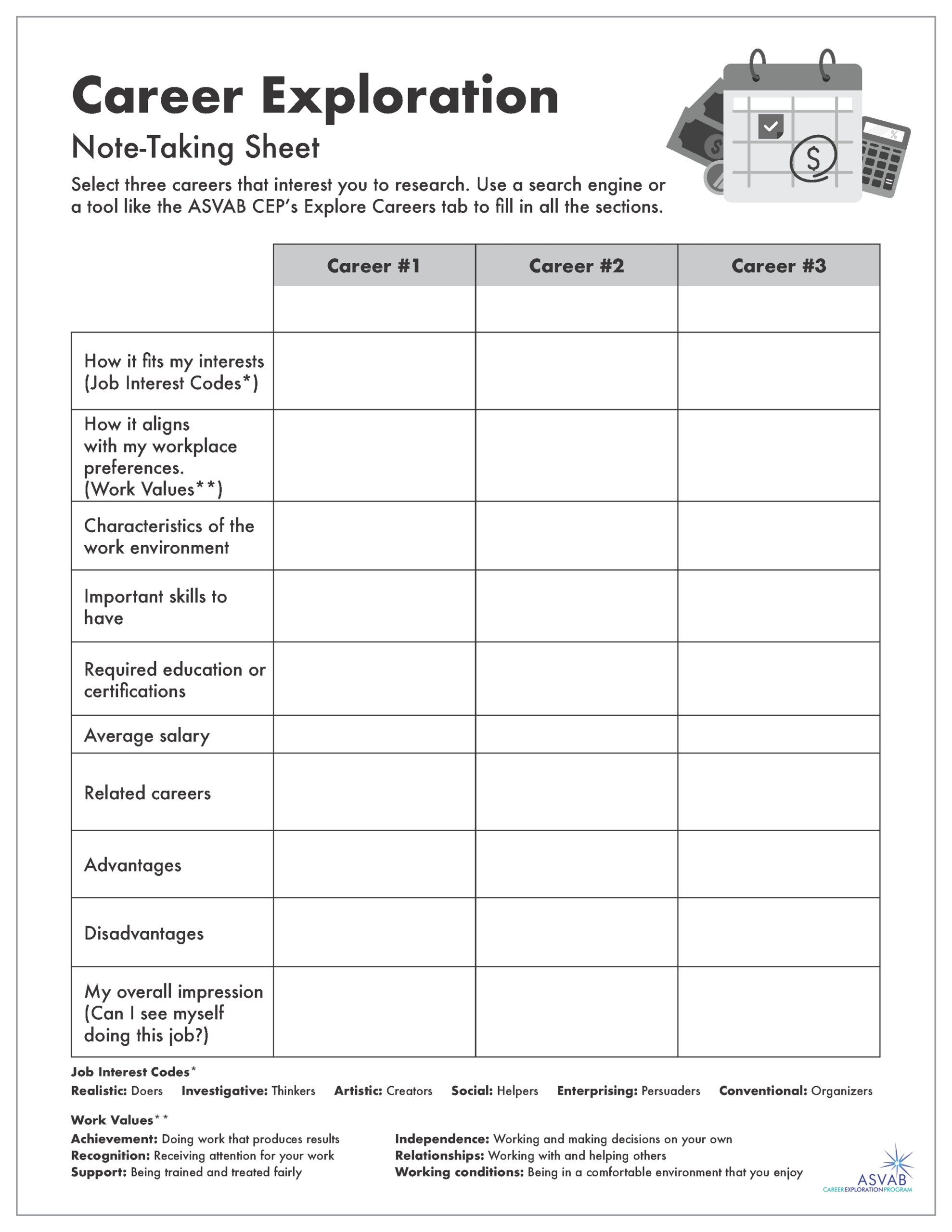 Career Exploration Activities For Students ASVAB CEP 