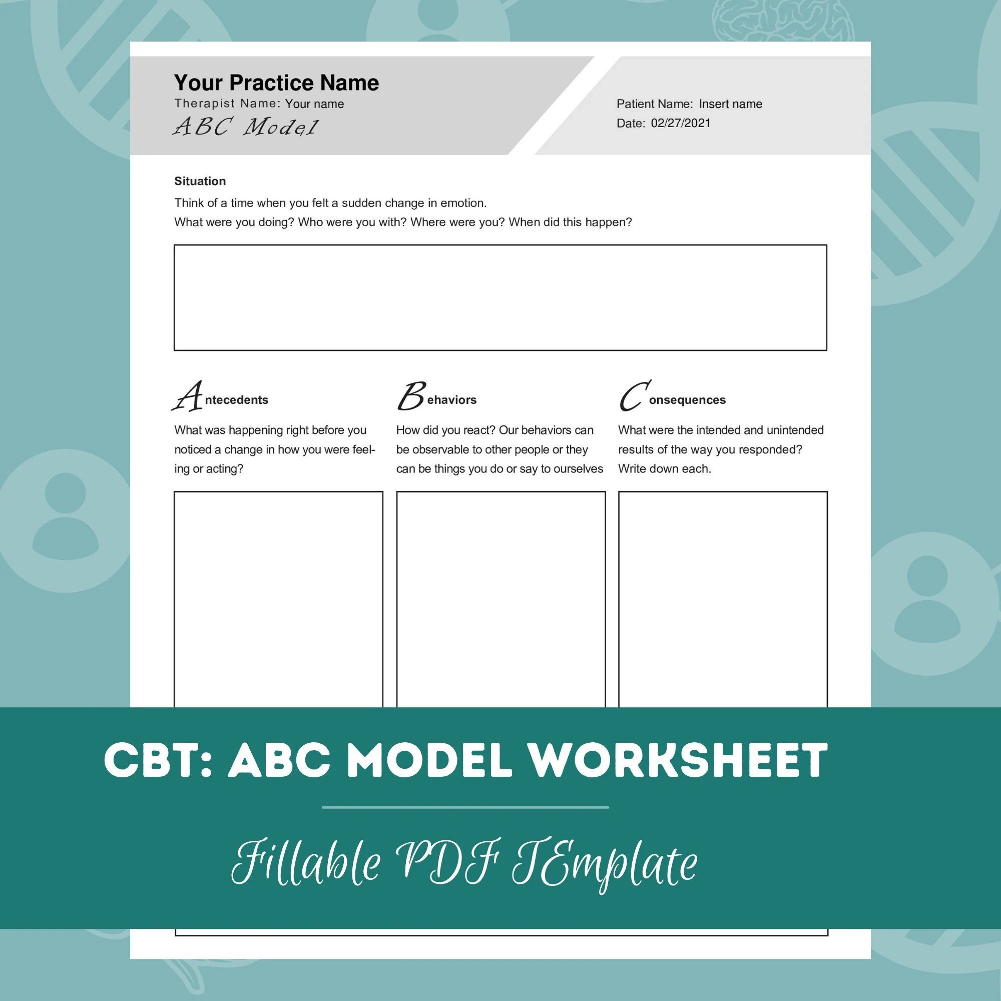 Abc Therapy Worksheet Printable