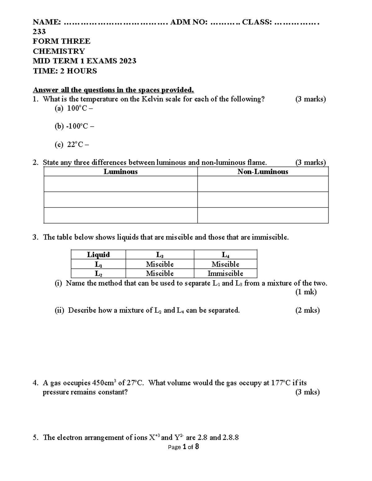 Chemistry F3 Midterm 1 Exam 2023 Comprehensive Summary Studocu