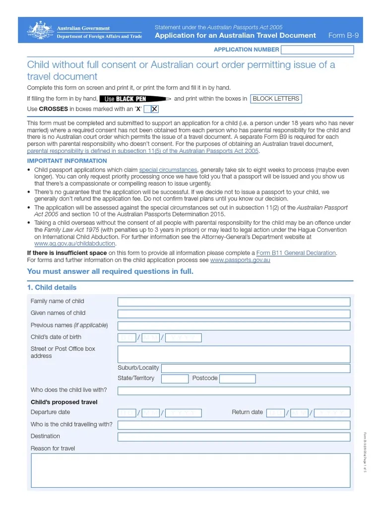 Child Without Full Consent Or Australian Court Order Permitting 
