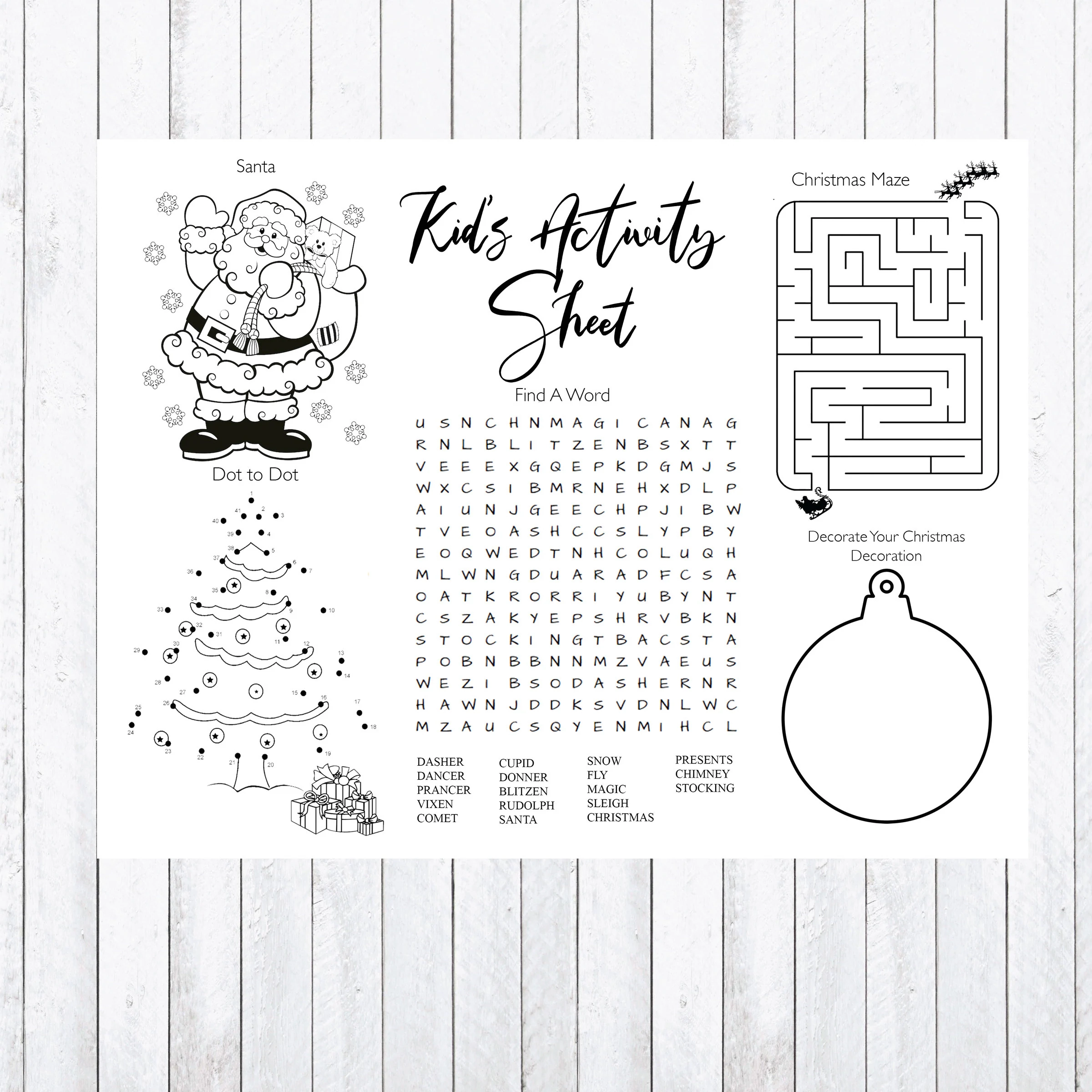 Christmas Printable Activity Worksheets