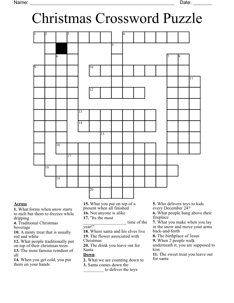 Printable Christmas Crossword Puzzles Adults
