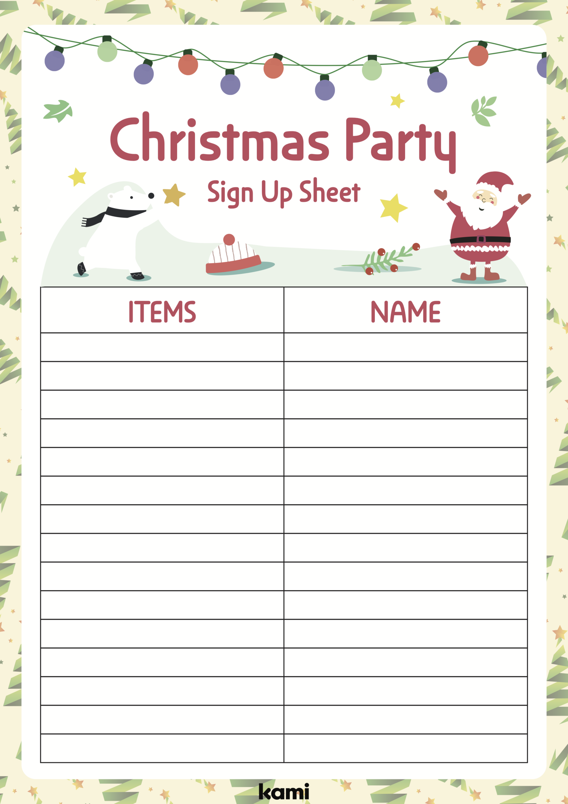 Christmas Party Sign Up Sheet For Teachers Perfect For Grades 