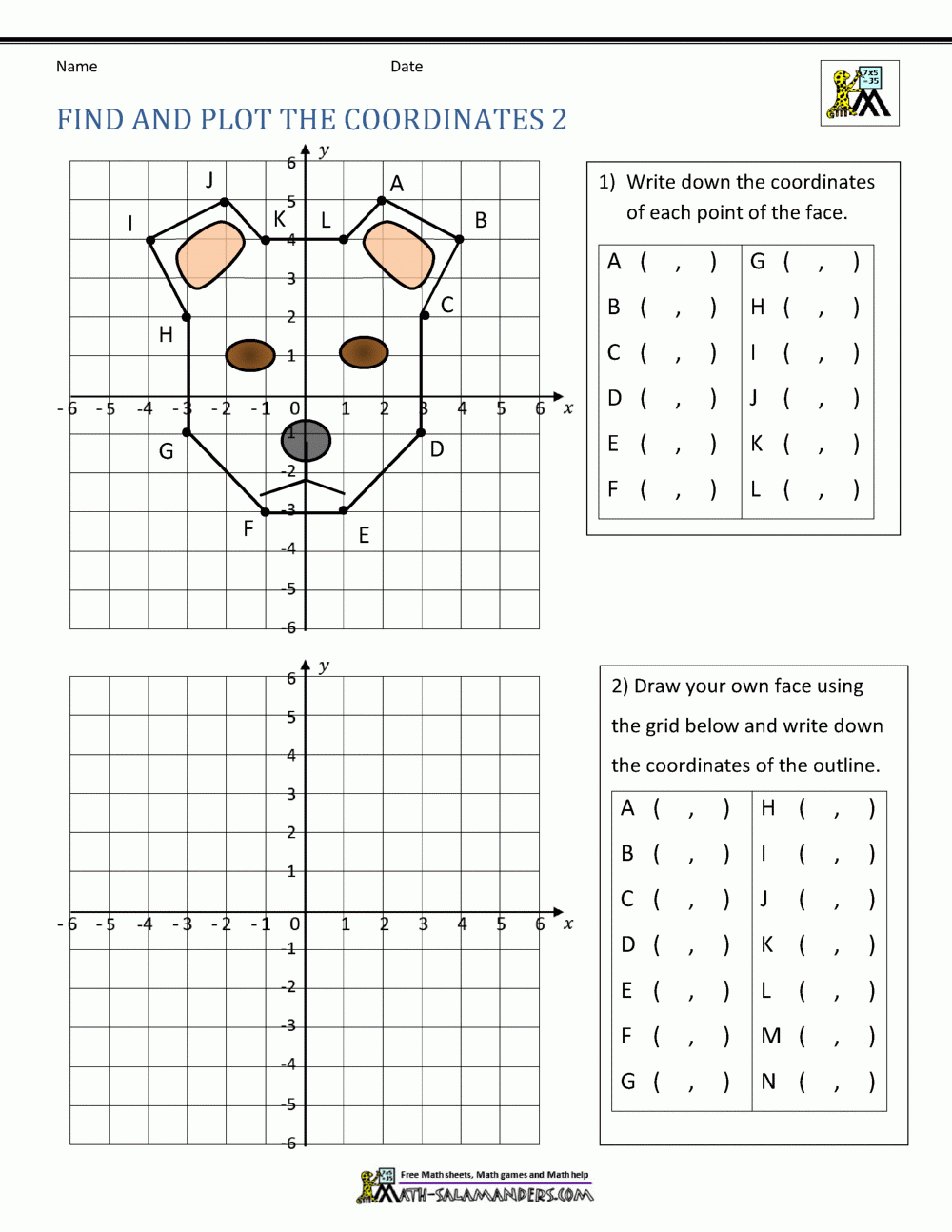 Coordinate Plane Coloring Worksheets