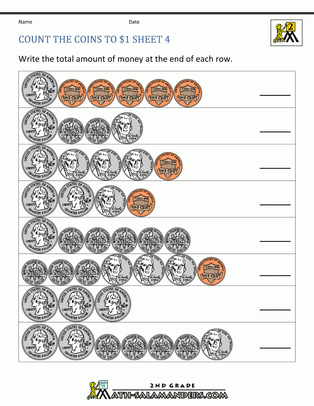 Free Coin Worksheets Printables