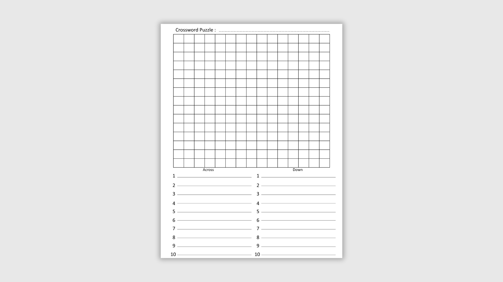 Printable Blank Crossword Puzzle