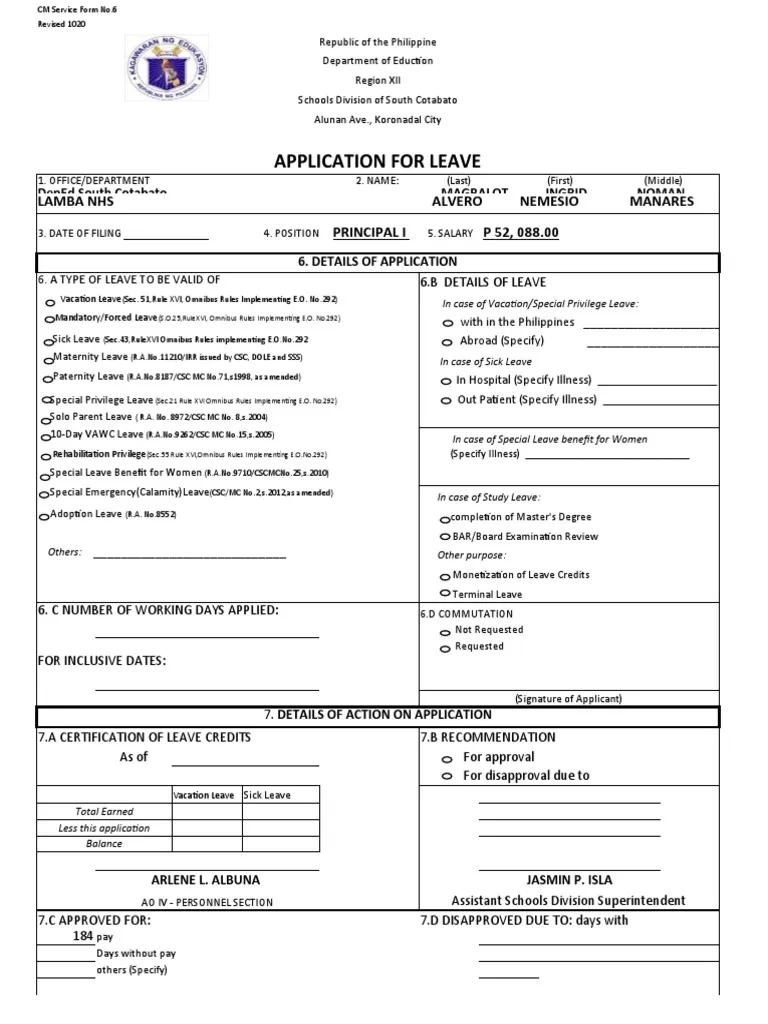 Form 6 Deped Pdf