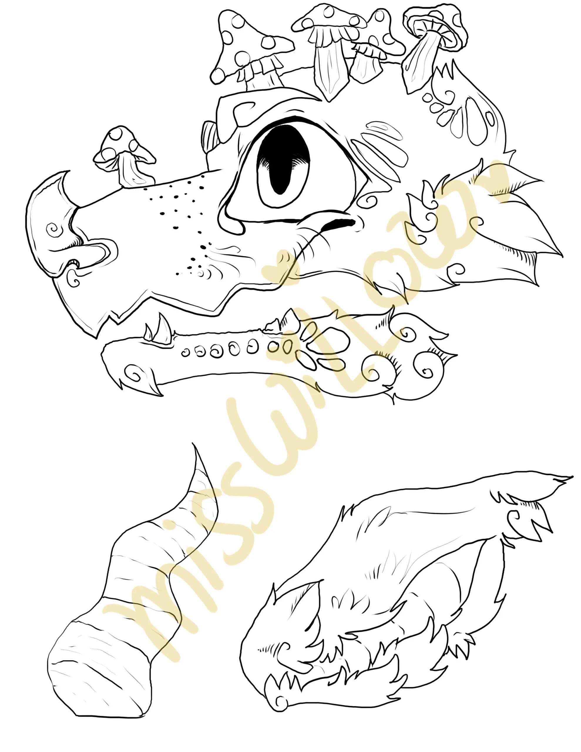 Customizable Color Your Own Printable Paper Dragon Puppet Template 