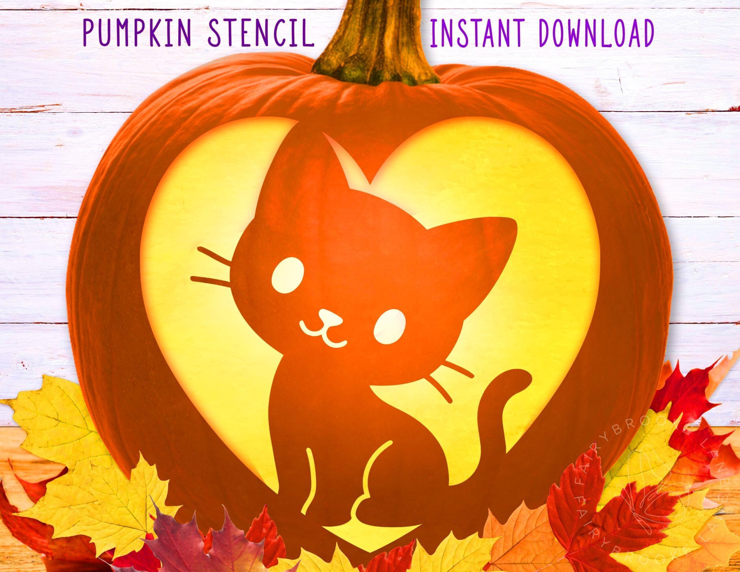 Cute Cat Pumpkin Stencil PRINTABLE Pumpkin Stencil Jack O 