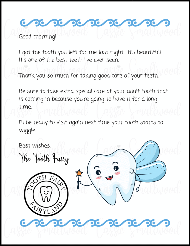 Free Printable Tooth Fairy Letter Template
