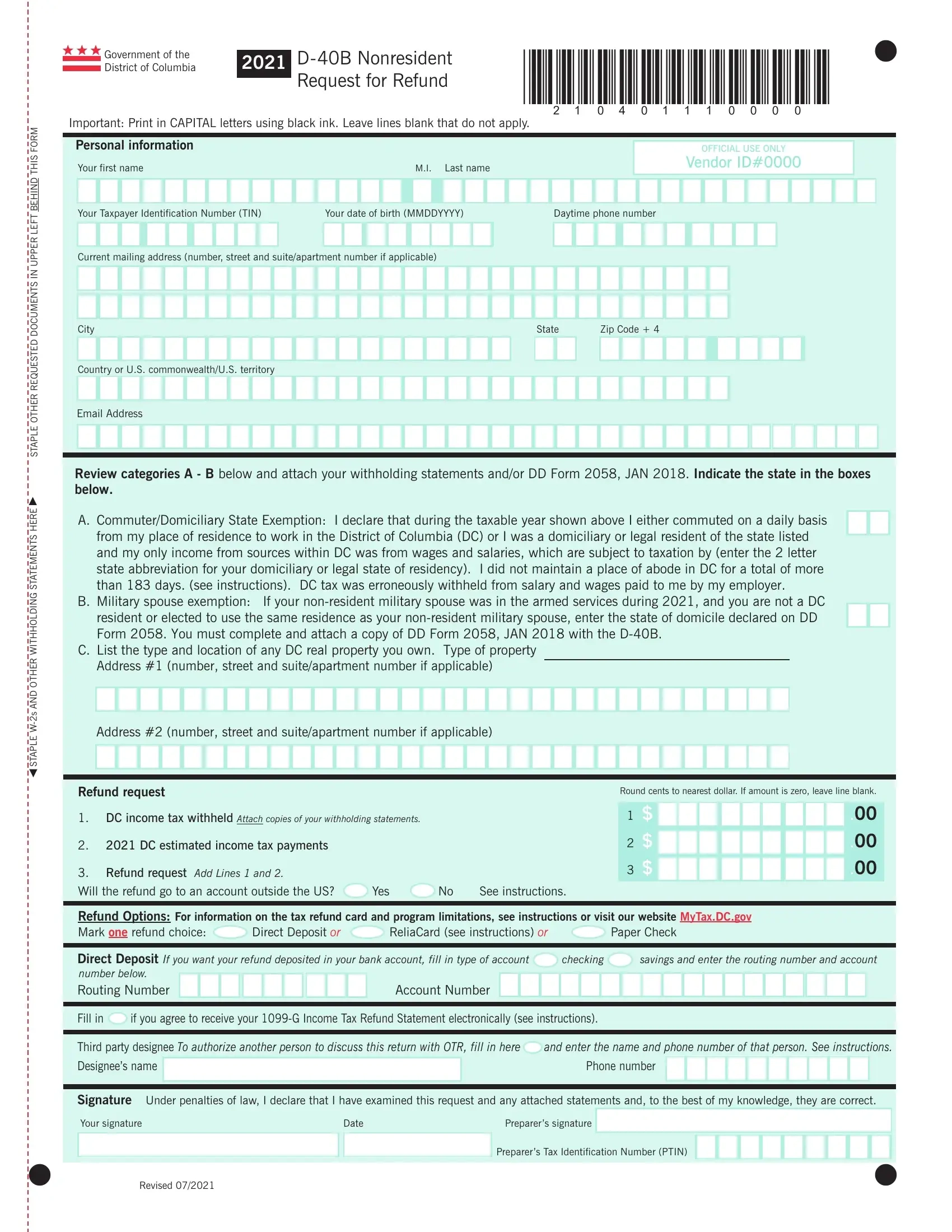 D 40B Form Fill Out Printable PDF Forms Online