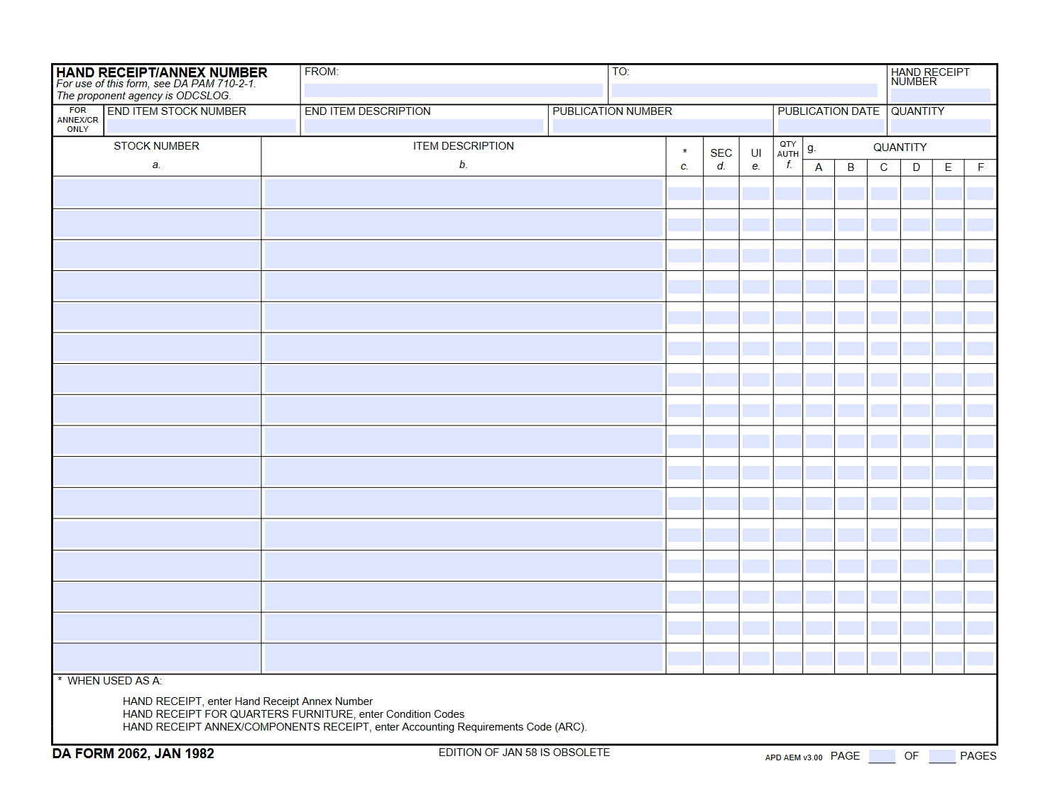 Da Form 2062 2023
