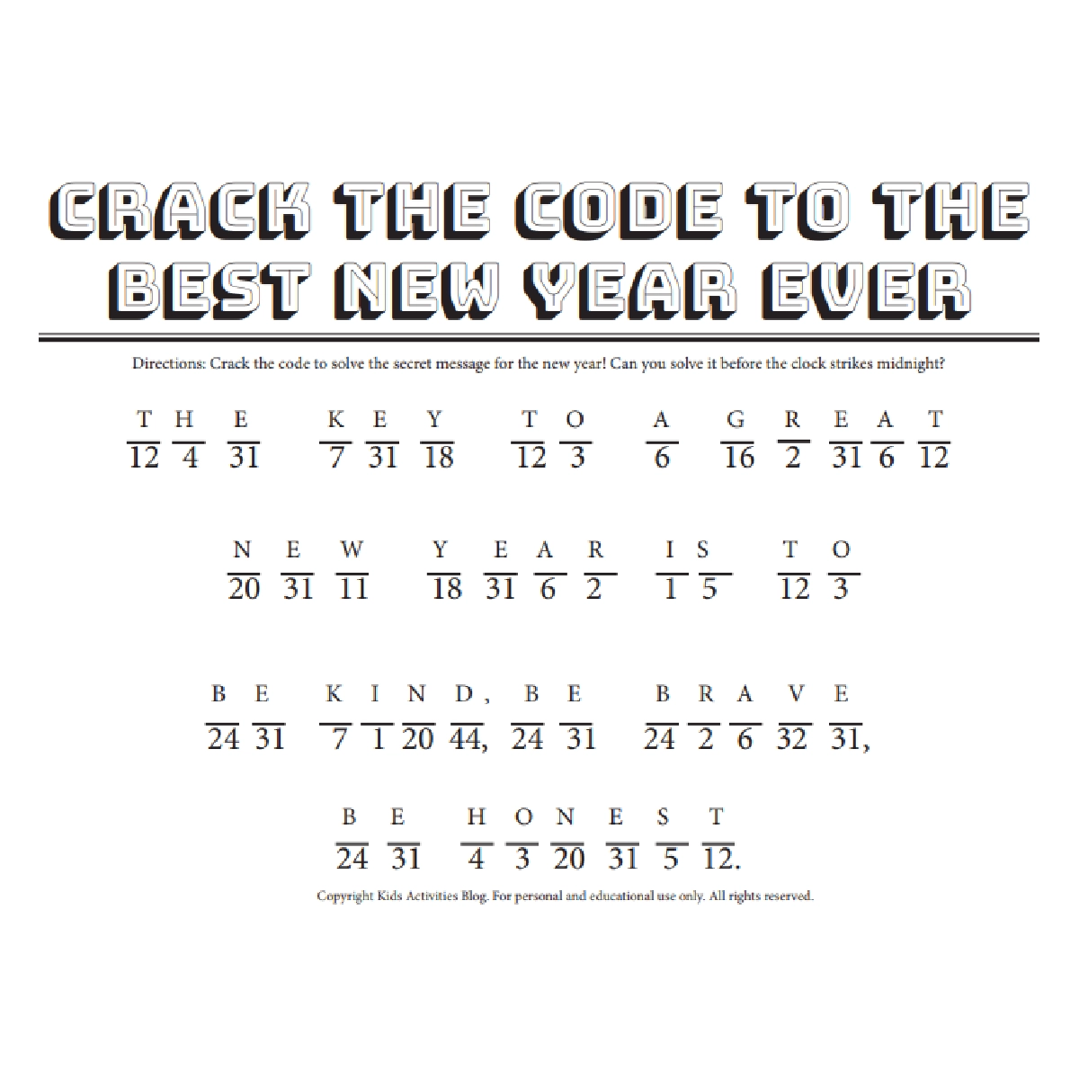 Kids Secret Code Message Printables