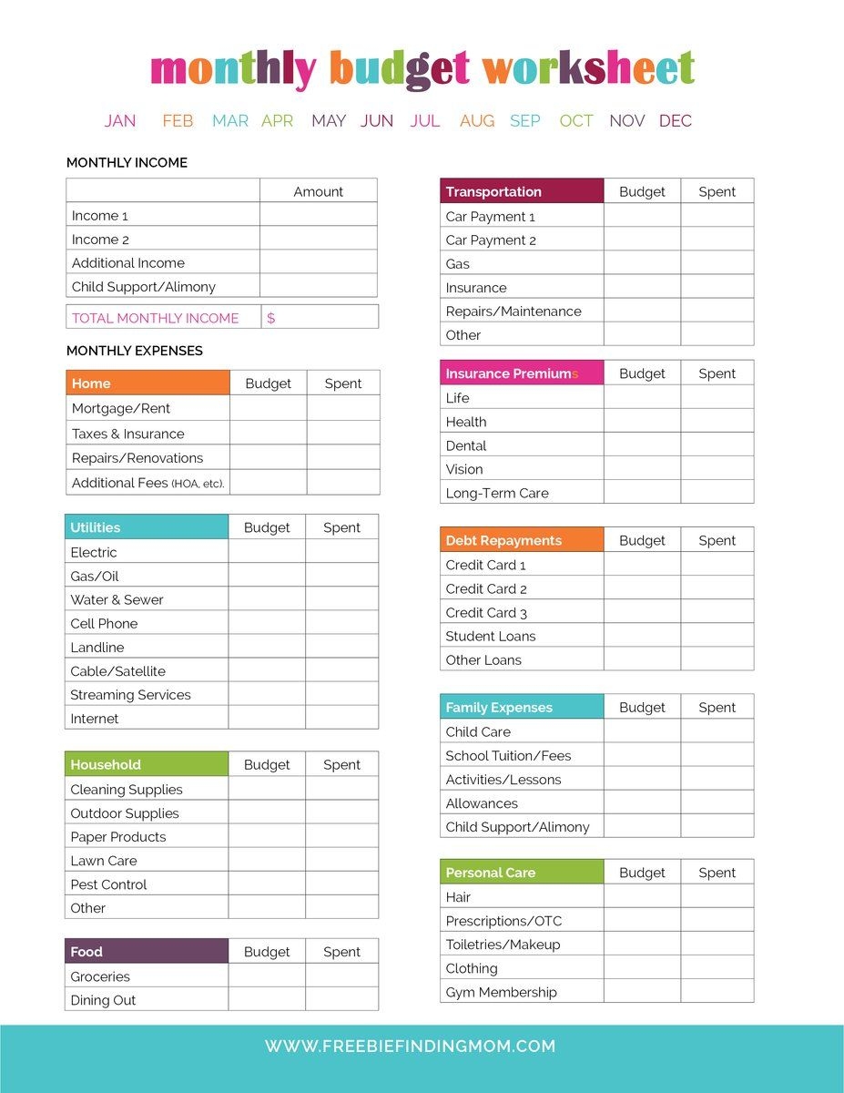 Printable Budgeting Worksheets For Students