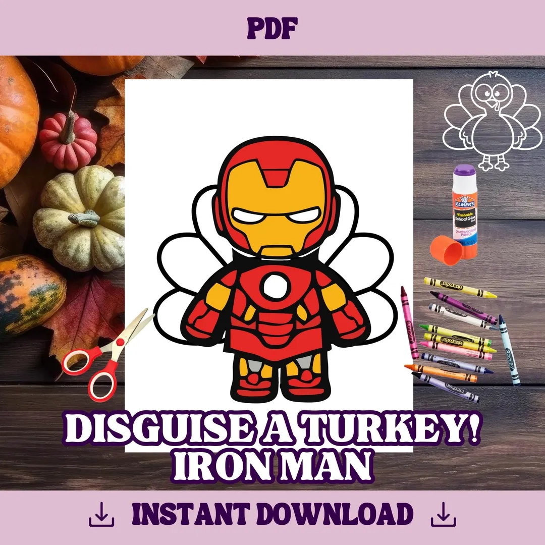 Disguise A Turkey iron Man Template Thanksgiving Craft Printable 