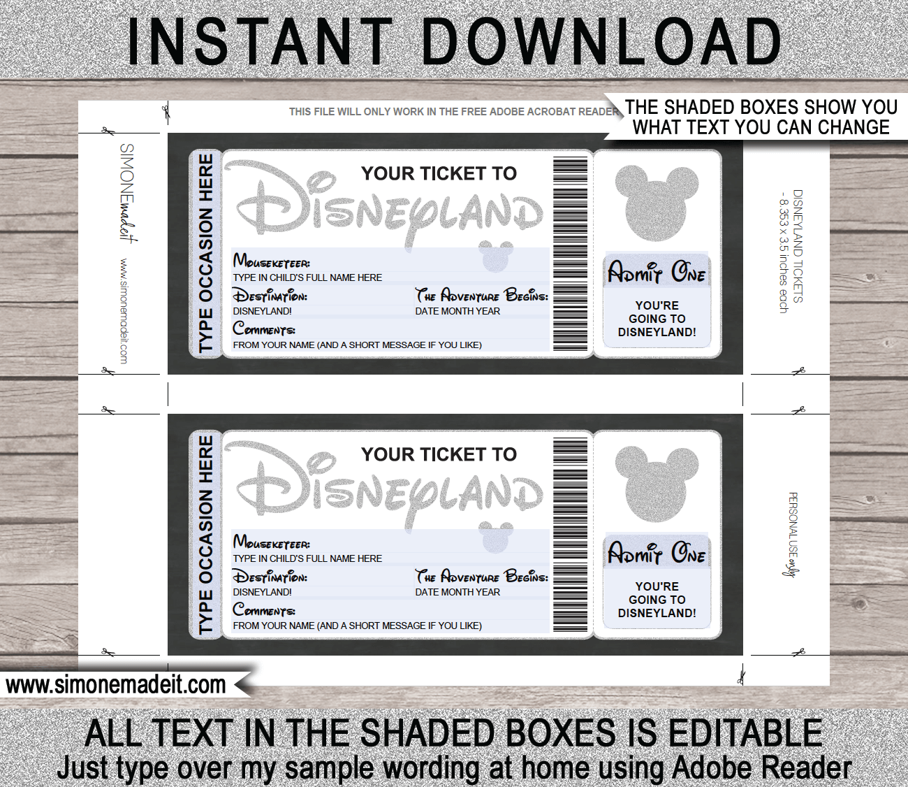 Free Printable Disneyland Ticket Template