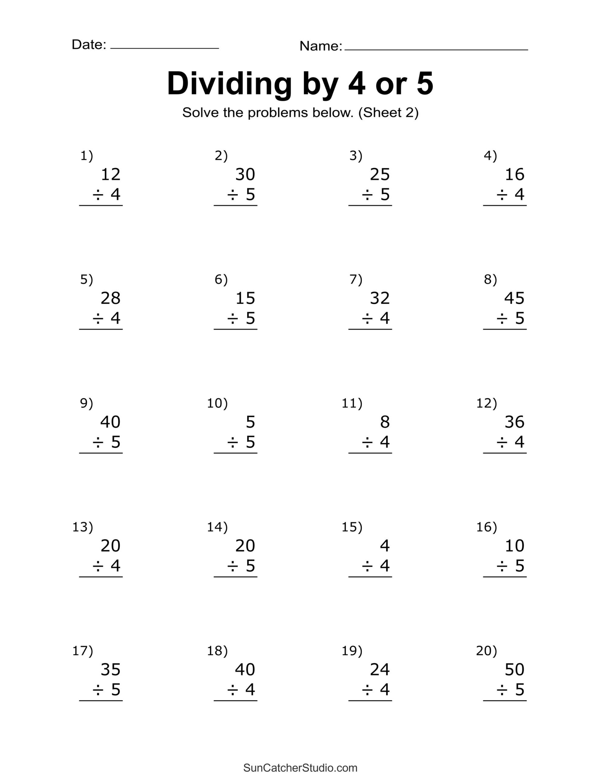 Division Worksheets amp Problems Free Printable Math Drills Free 