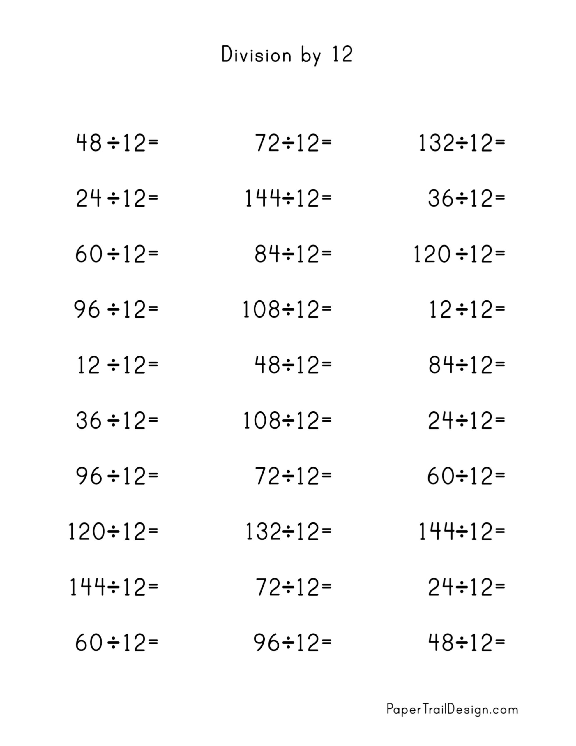 Free Printable Division Worksheets