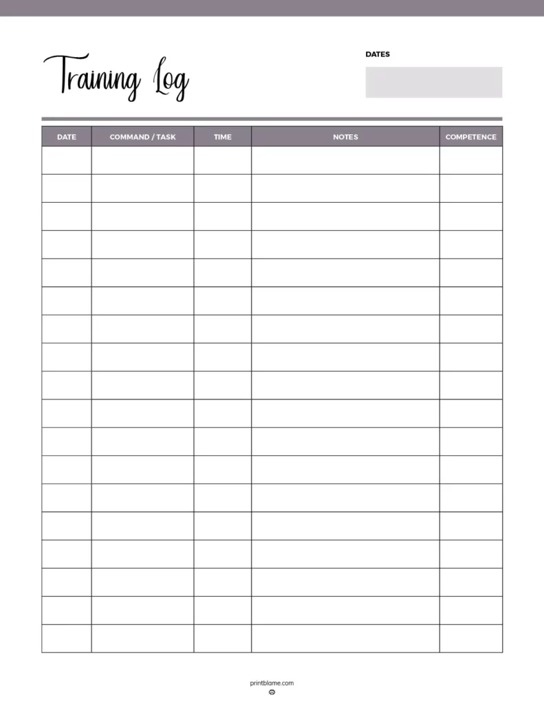 Dog Training Logs 16 FREE Printable Puppy Training Planner