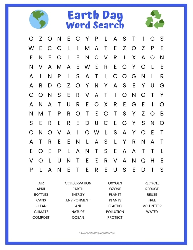 Earth Day Printable Word Search