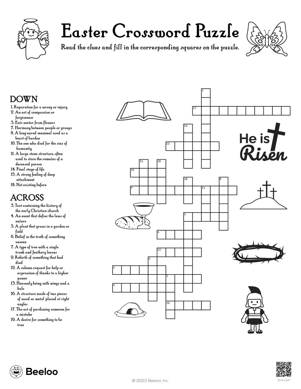 Easter Crossword Puzzles For Kids Printable