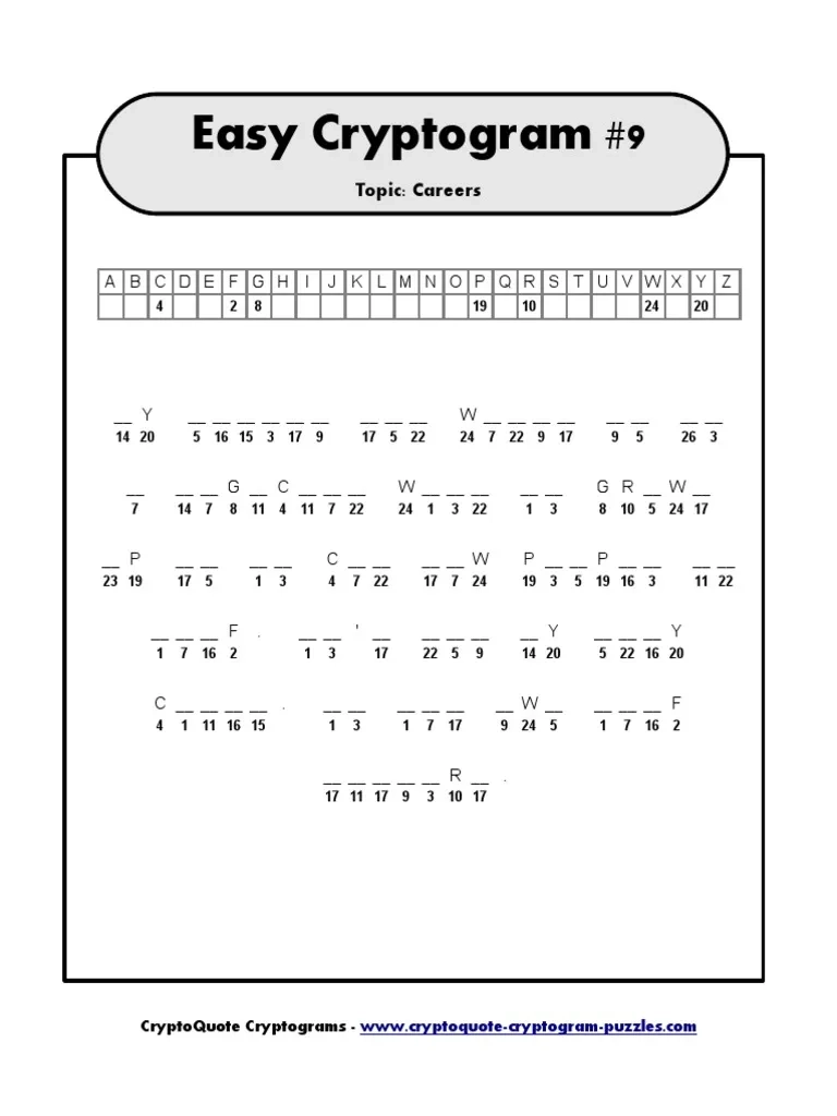 Easy Cryptogram PDF