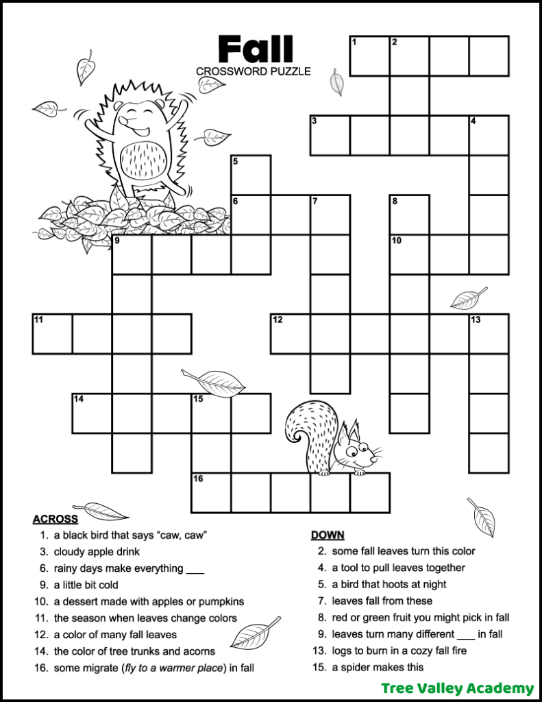 Printable Free Easy Crossword Puzzles