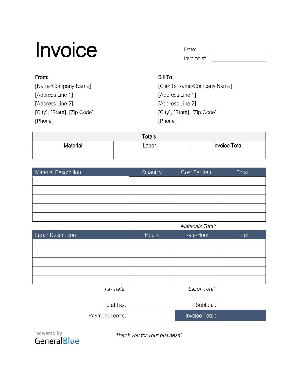 Invoice Template Printable Free