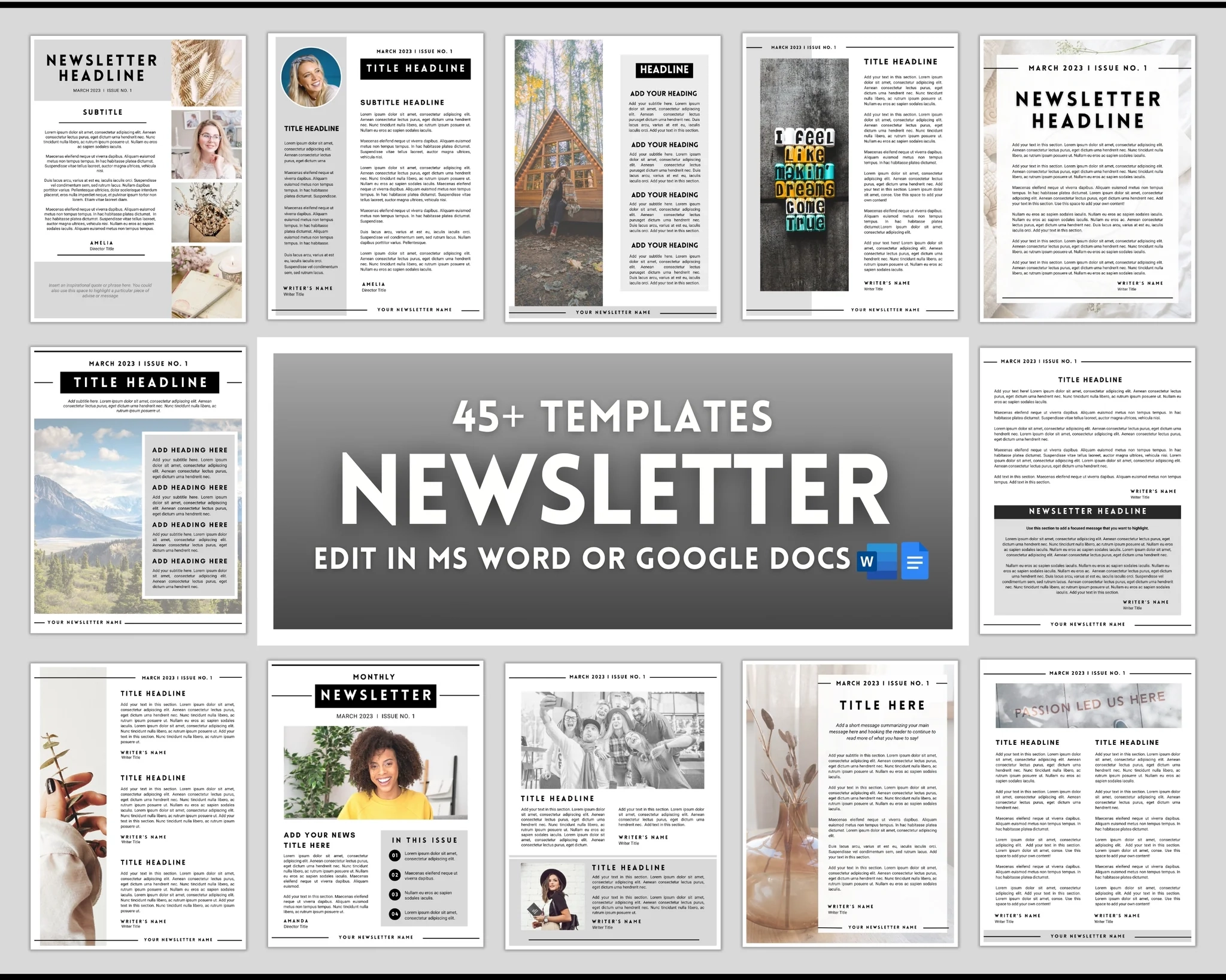 EDITABLE Newsletter Template Great For Monthly Newsletters And More 
