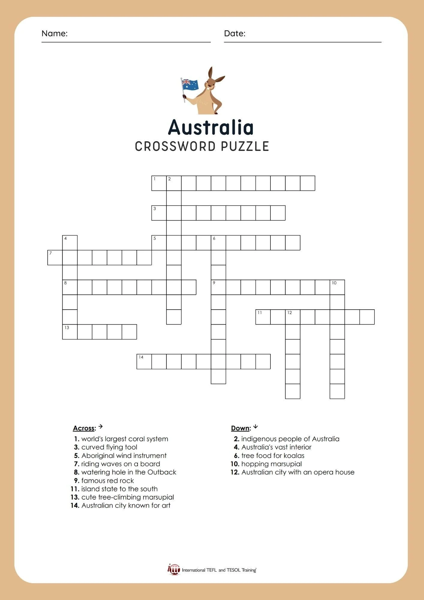 Free Printable Australian Crossword Puzzles