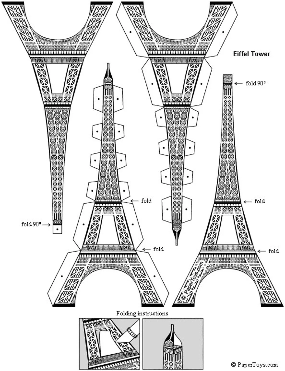 Eiffel Tower Paper Craft DIY Model Kit PDF Download Etsy