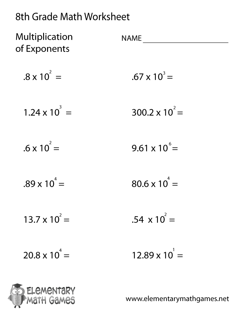 Printable Worksheets For 8th Graders
