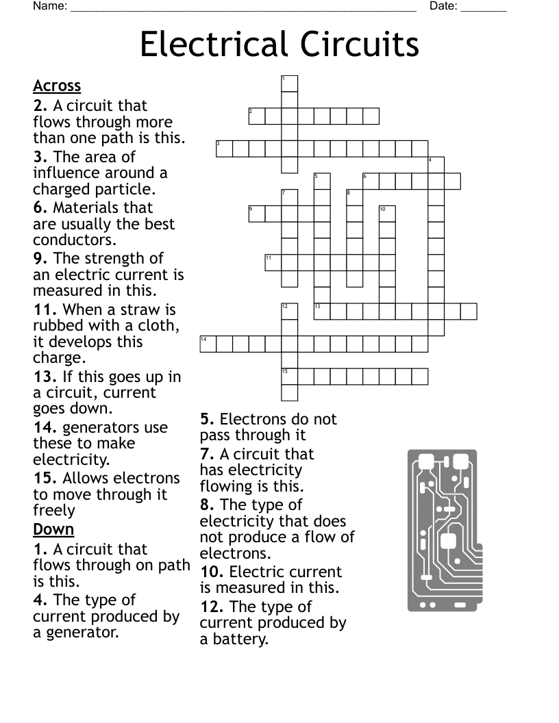Printable Electrician Crossword Puzzles