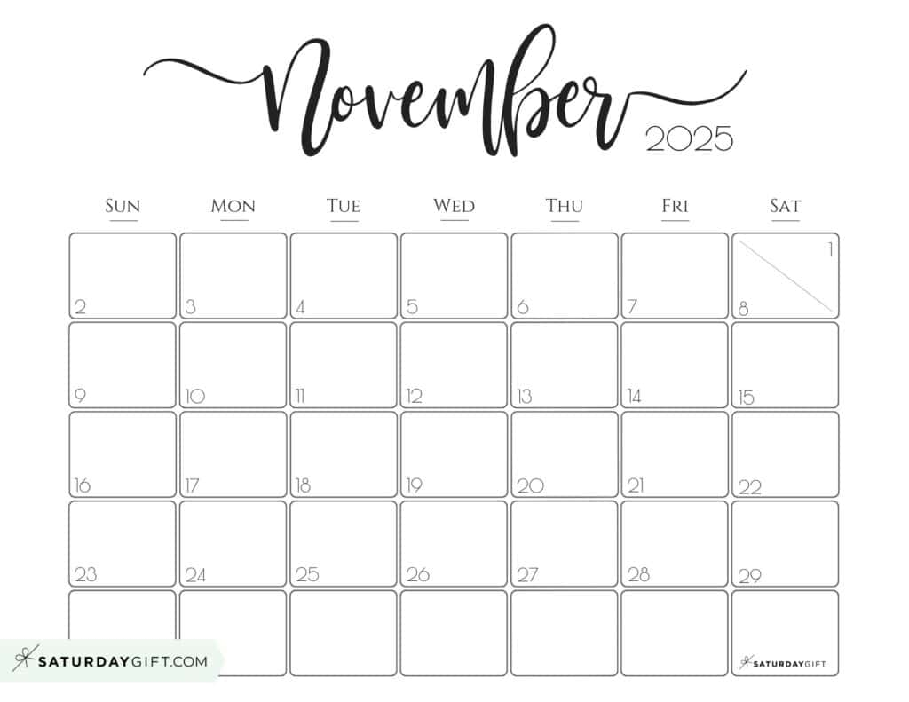 Printable Free November Calendar