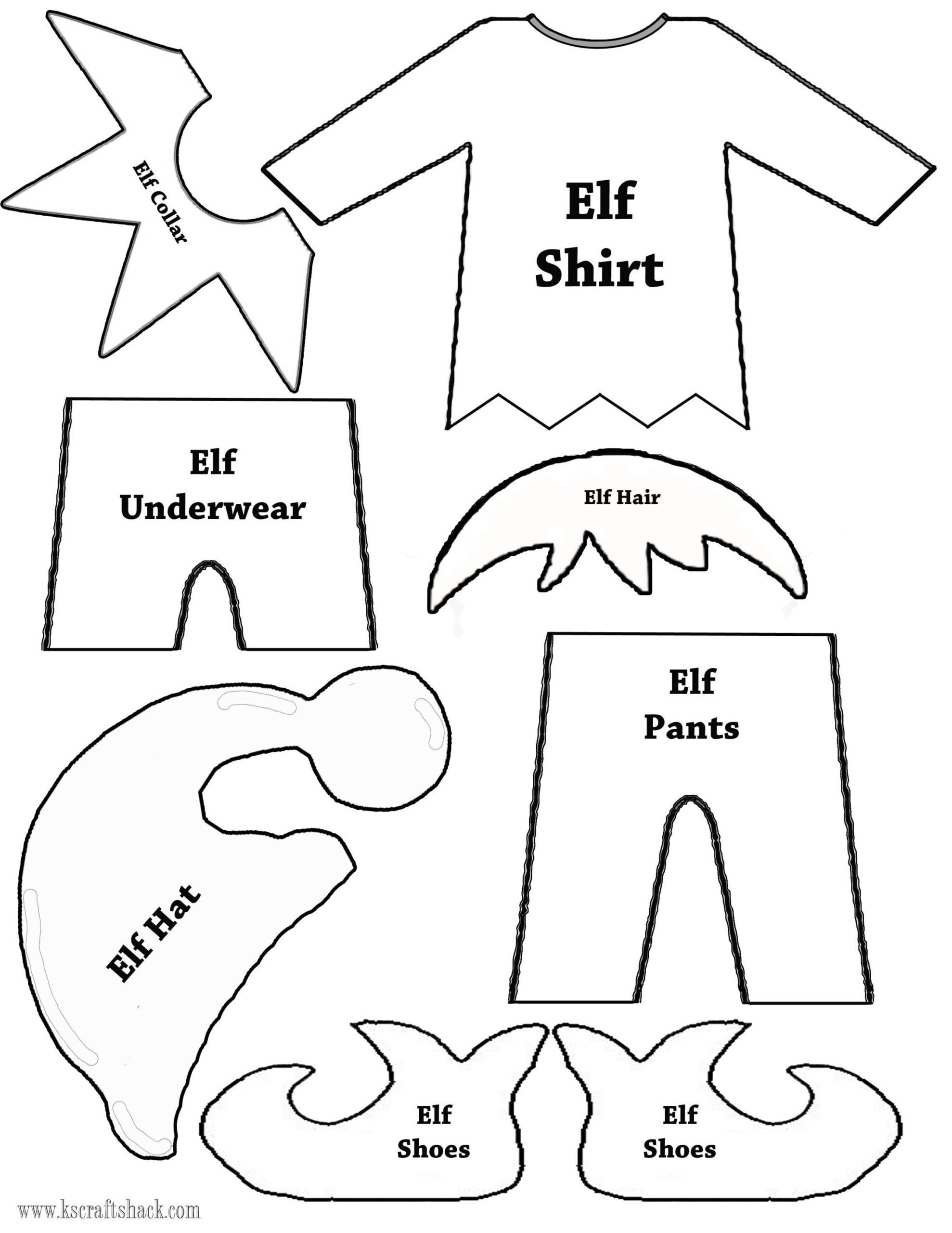 Elf Clothes And Parts Template Elf Crafts Christmas Elf Elf 