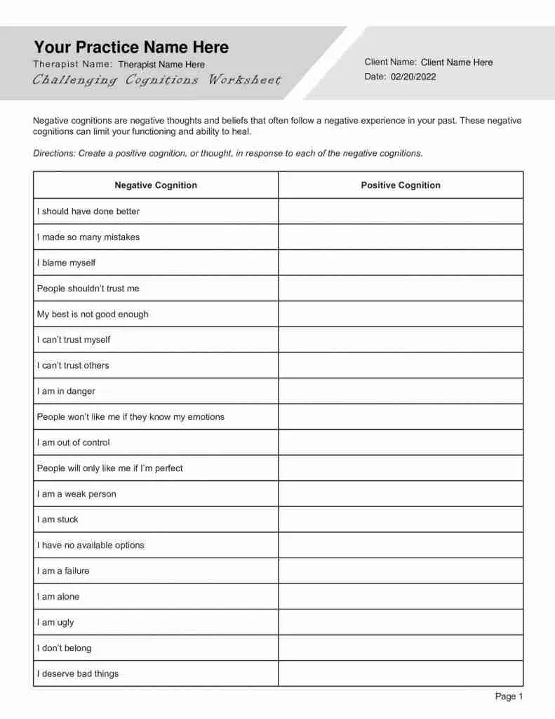 EMDR Worksheets Bundle Editable Fillable Printable PDFs 