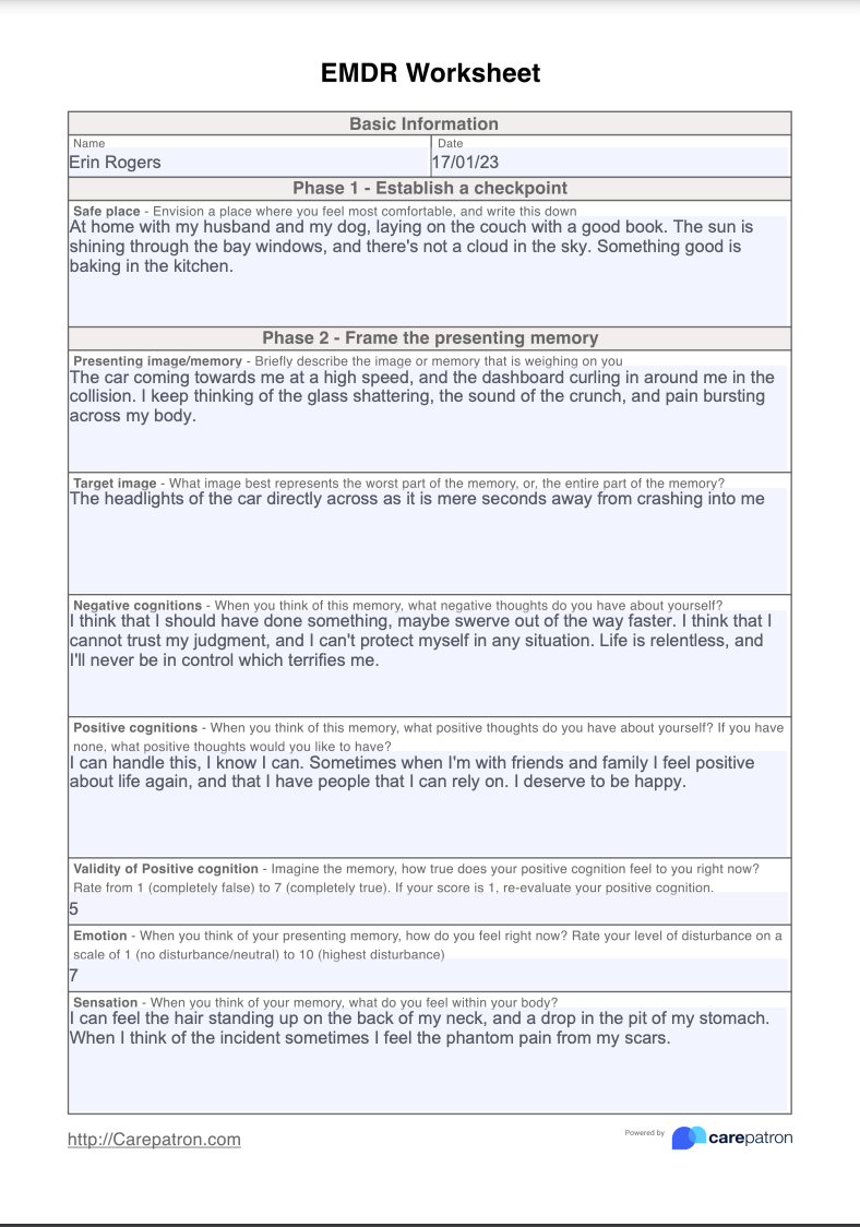 Free Printable Emdr Worksheets