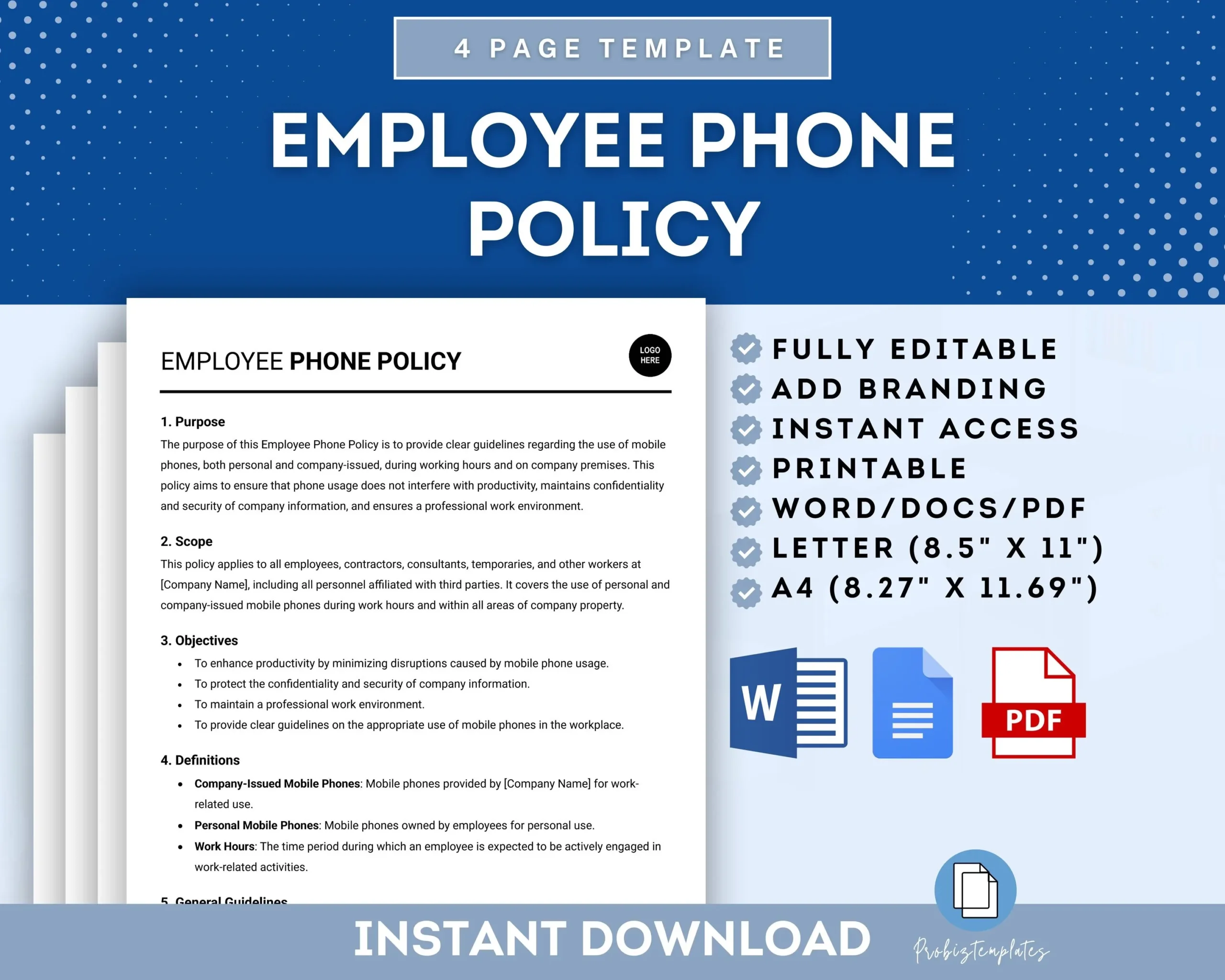 Employee Phone Policy Template Workplace Mobile Phone Policy 