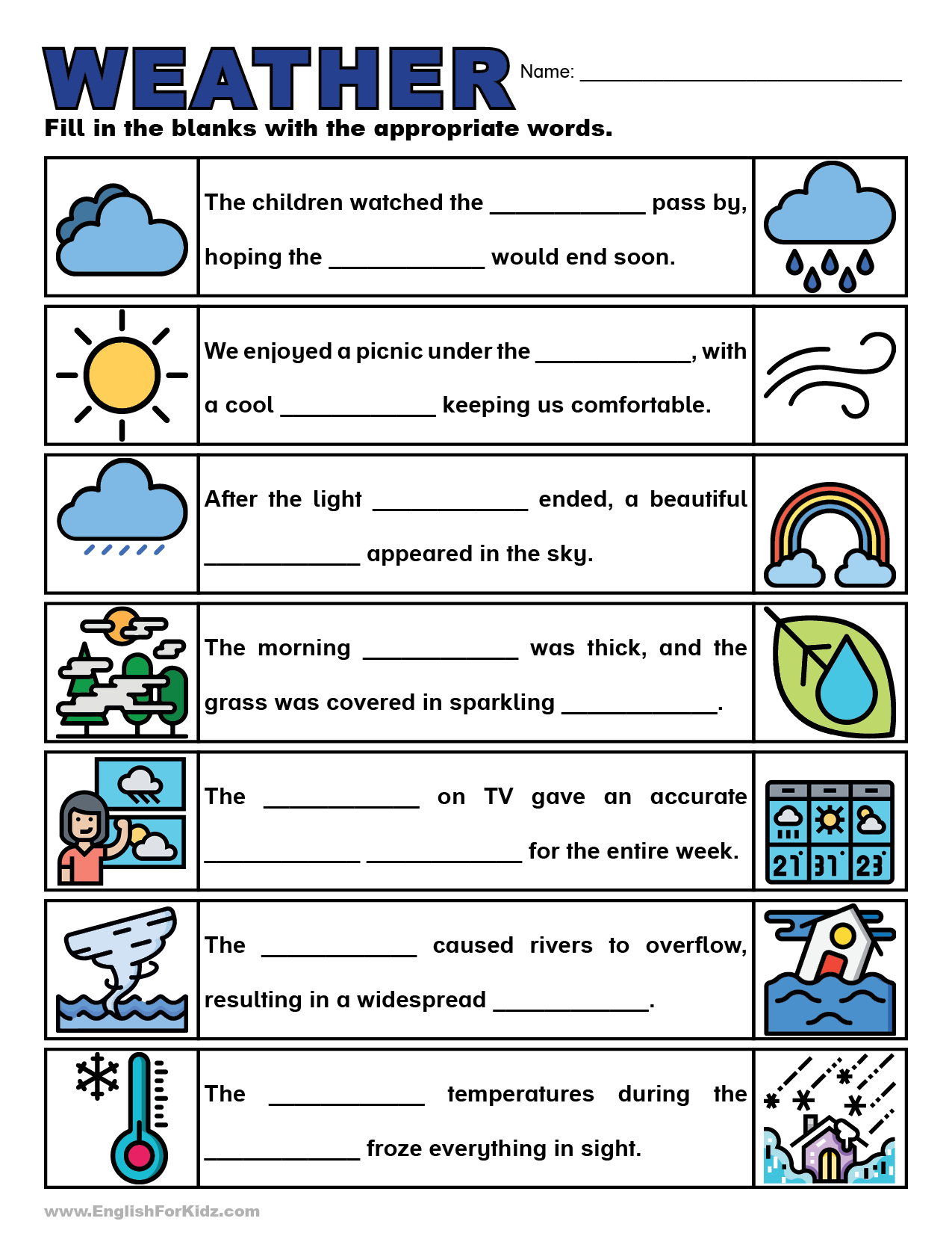 Printable Vocabulary Worksheets