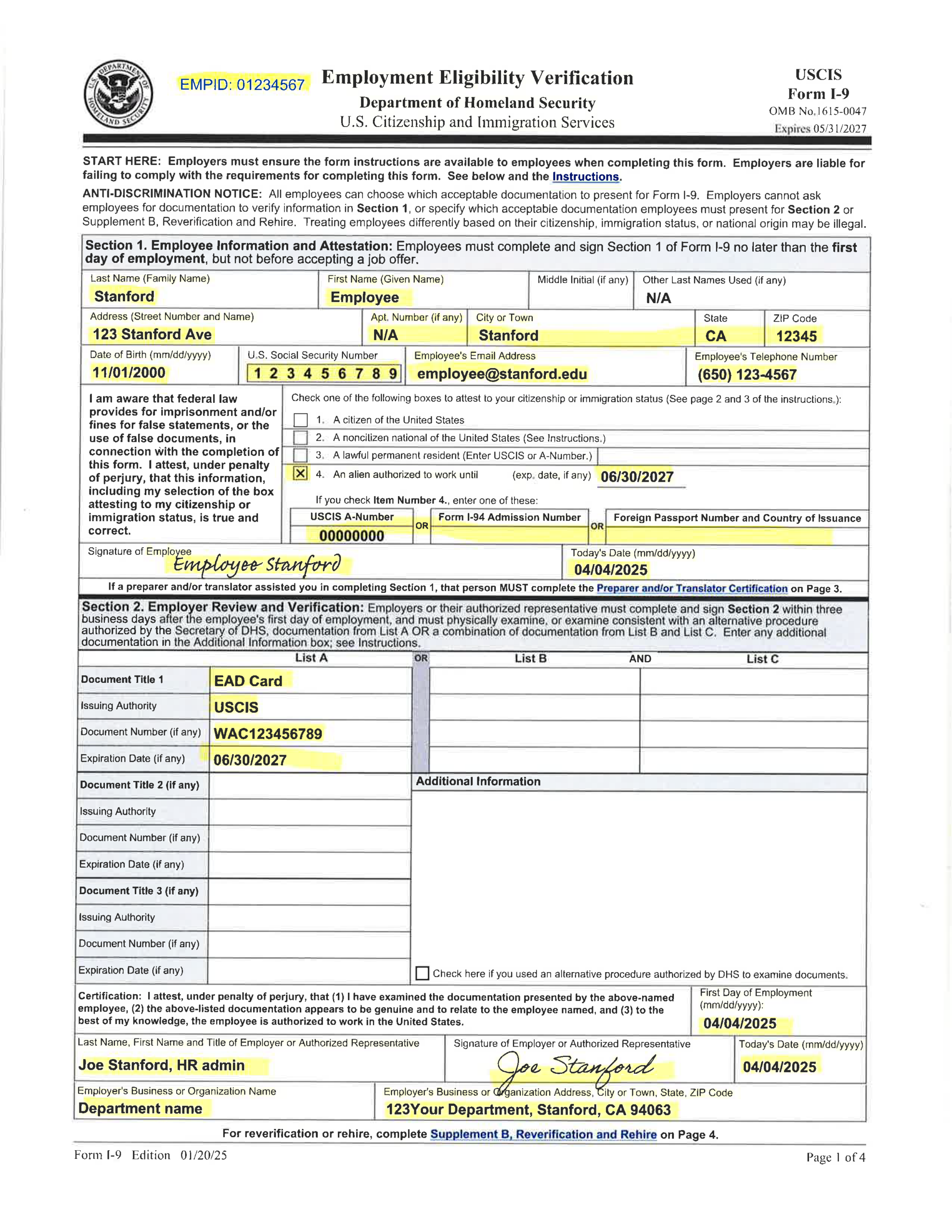I-9 Form 2025 Form