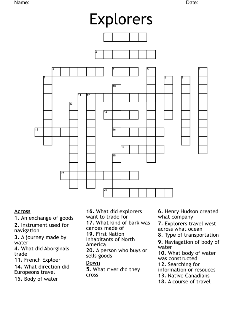 Explorers Crossword WordMint
