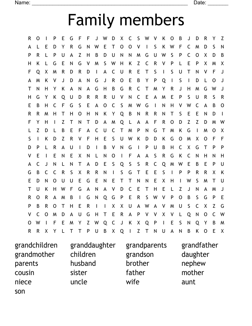 Menu Of Family Crossword Printable