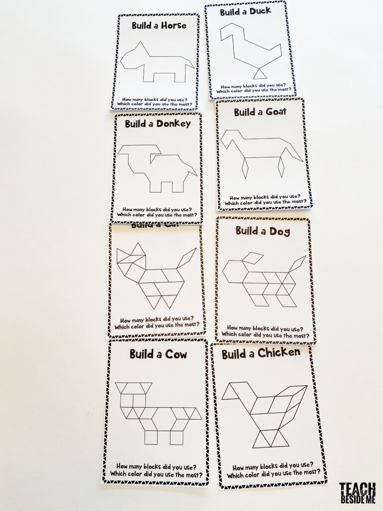 Farm Animal Pattern Block Cards Teach Beside Me