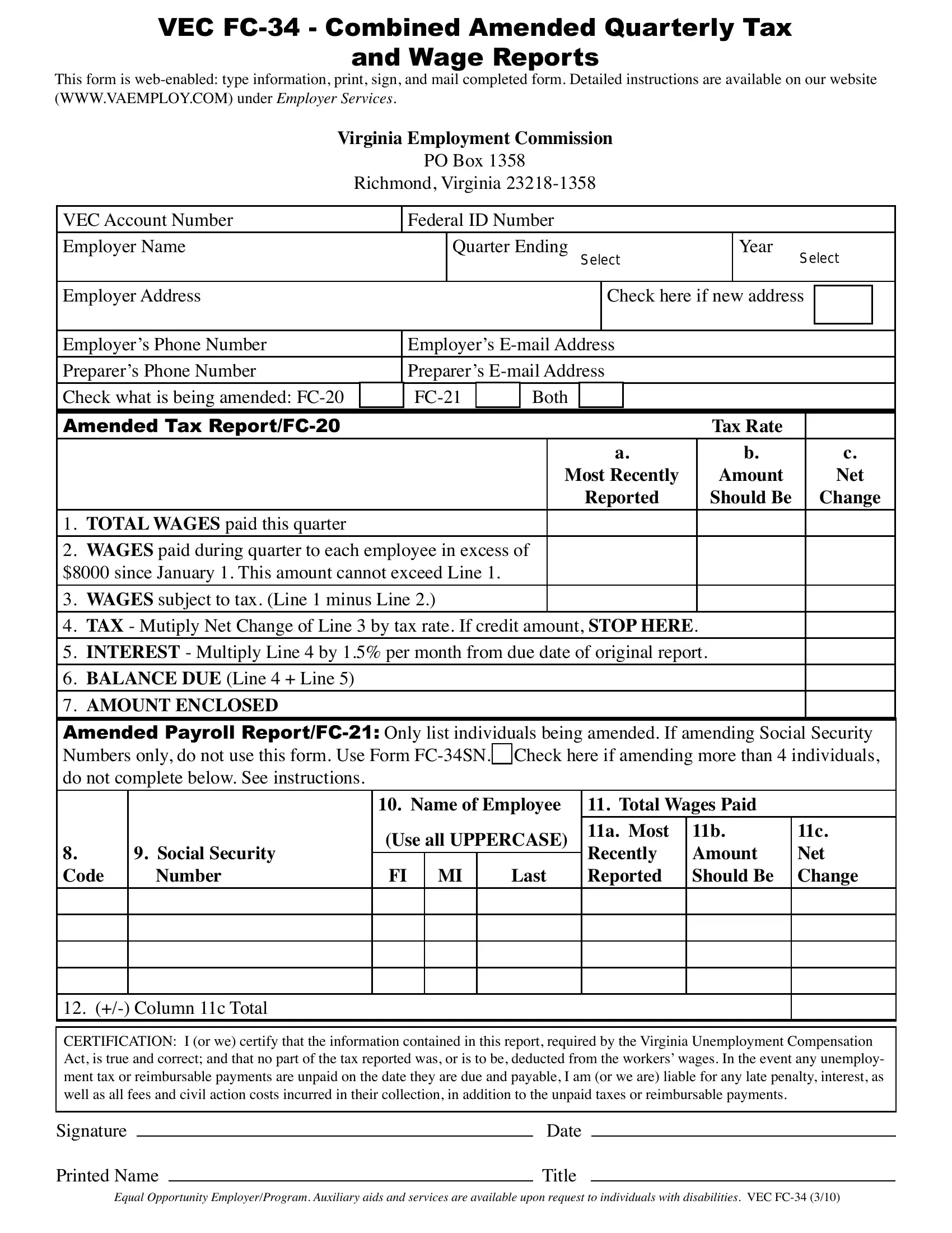 Virginia Fc20 Form Pdf