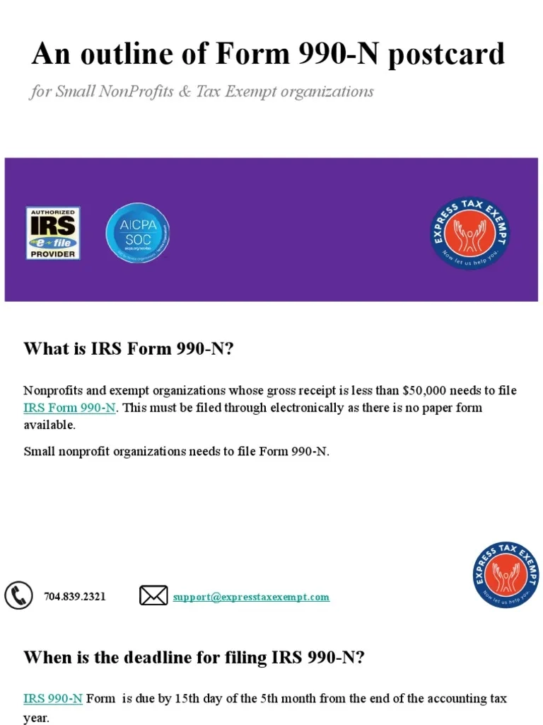 File Form 990 N E Postcard Online Irs