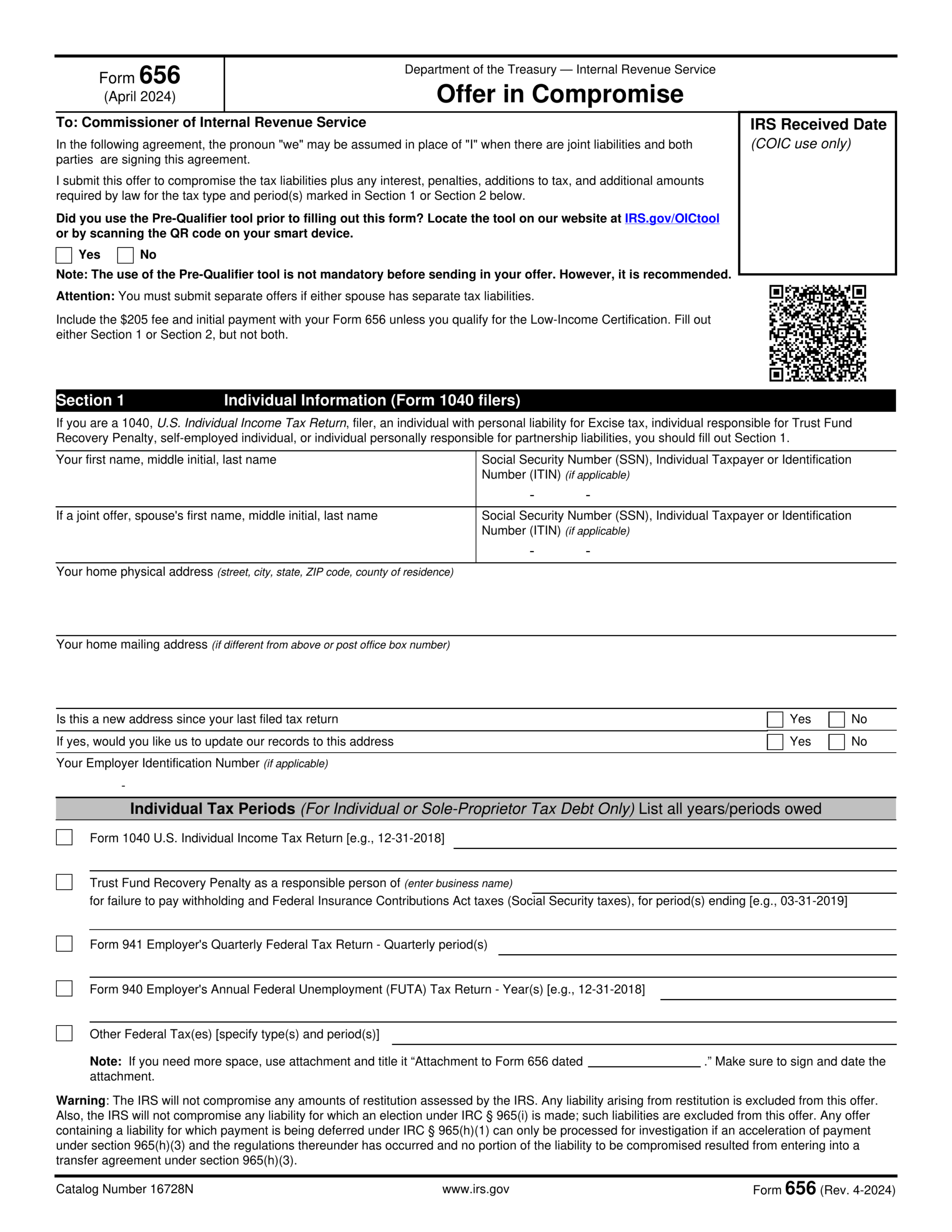 656b Form Irs