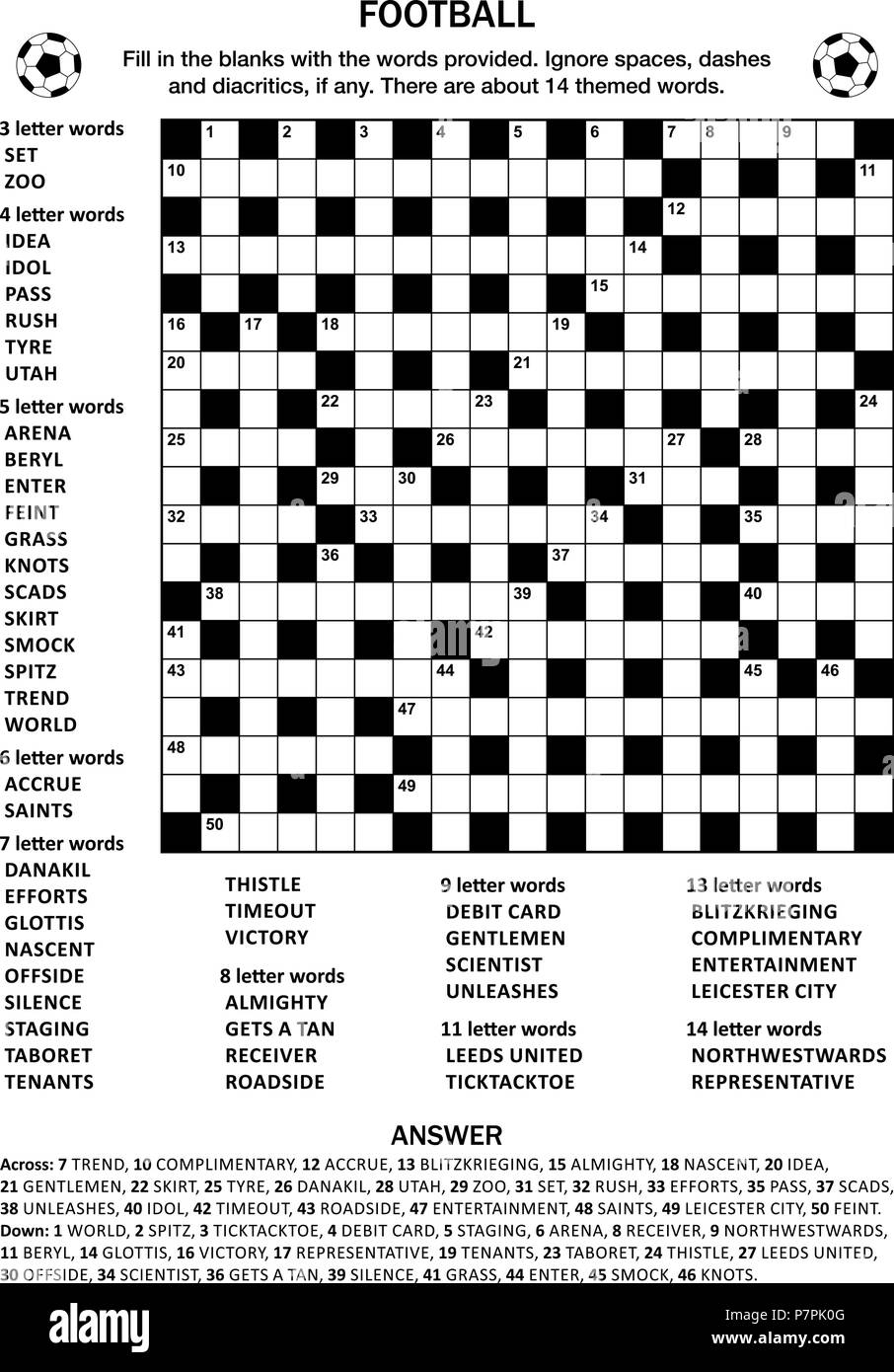 Fill In The Blanks Crossword Puzzle With American Style Grid Of 