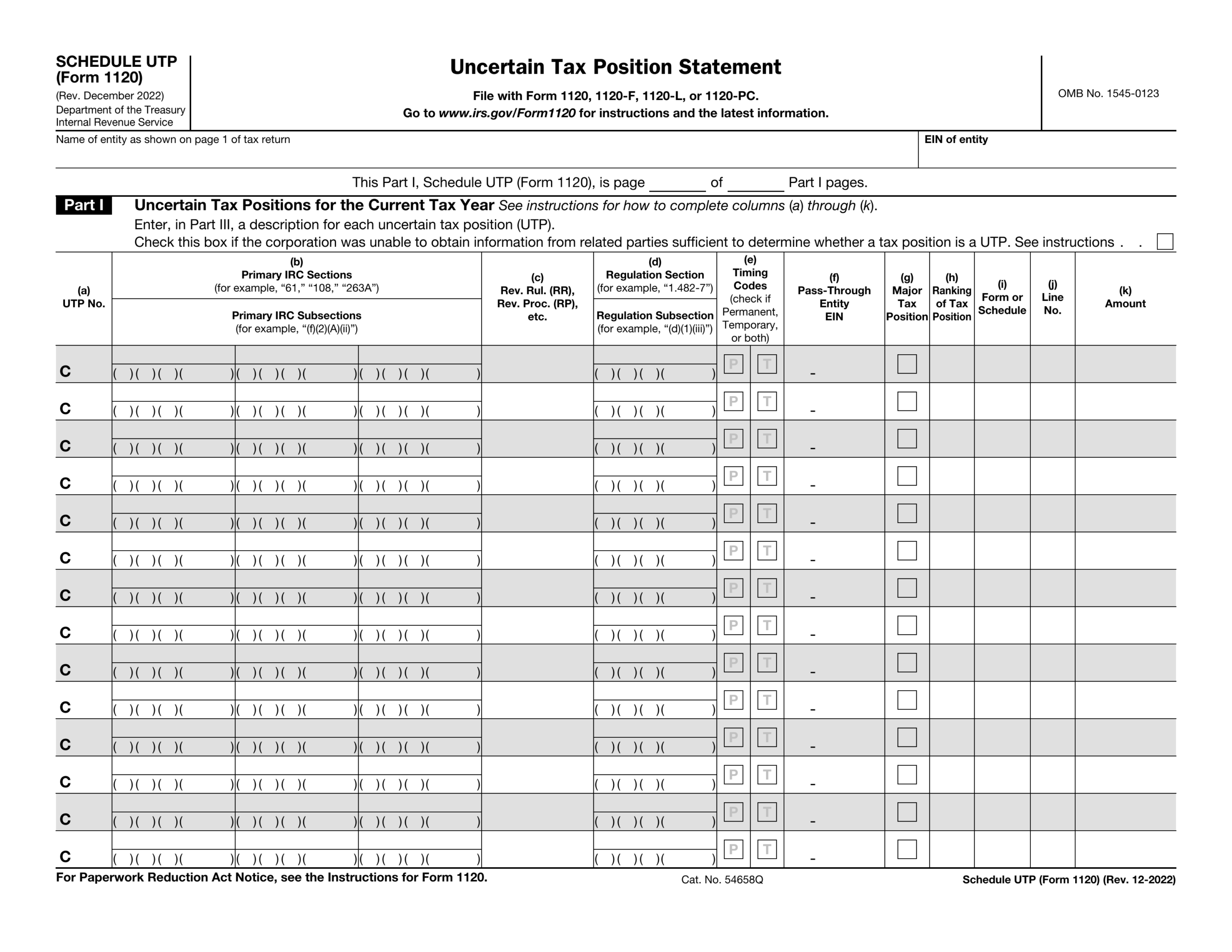 Fill Schedule UTP Form 1120 2024 2025 Create Edit Forms Online
