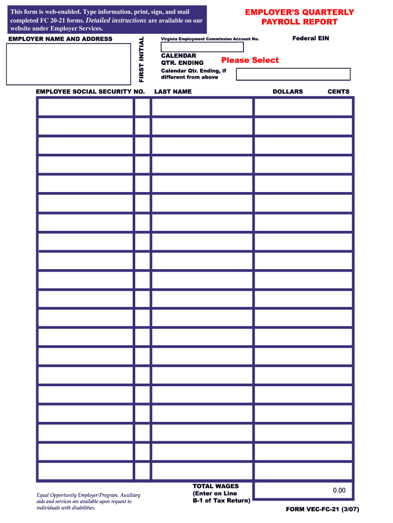 Fillable Online Vec Virginia Vec Form Fc 20 Pdf Fax Email Print 